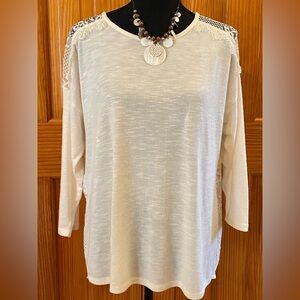 Cato Cream Lace Detail Women's Blouse Size Large